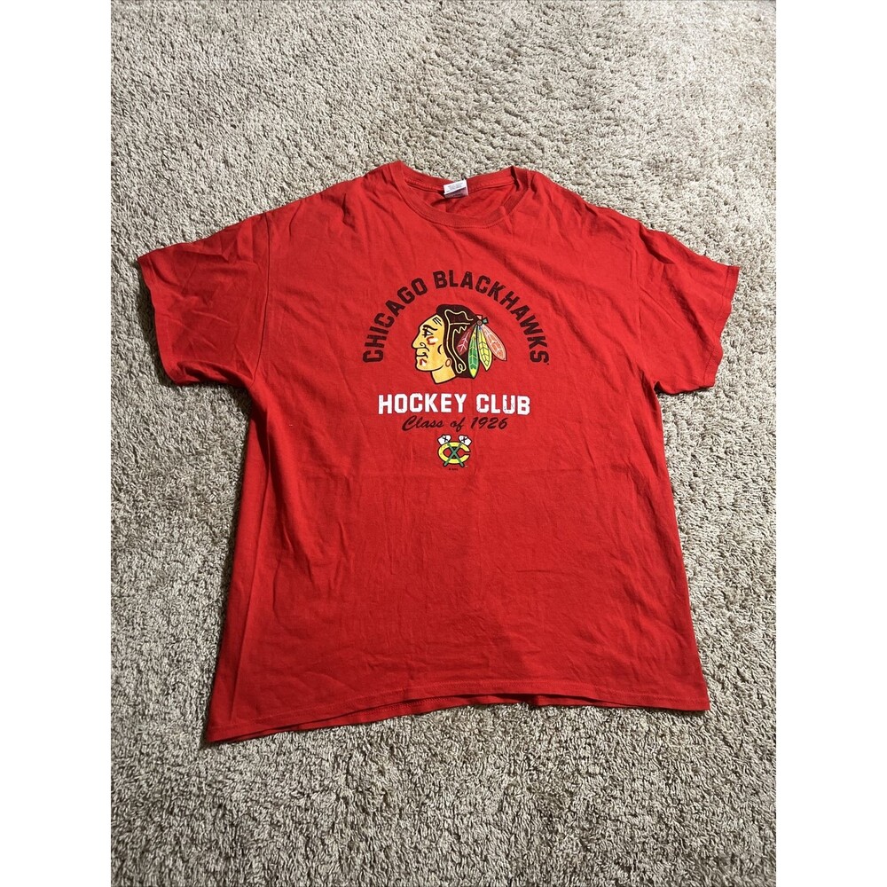 Chicago Blackhawks Old School Logo Hockey Club Red Short Sleeve T-Shirt Mens XL